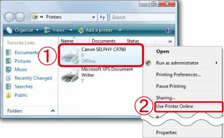 my canon printer is offline
