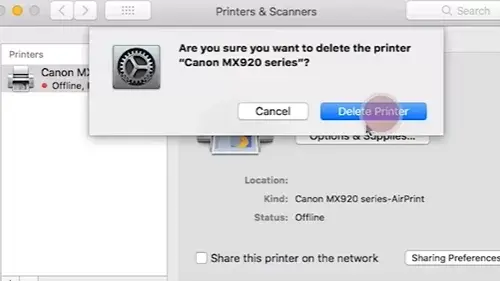 canon printer showing offline