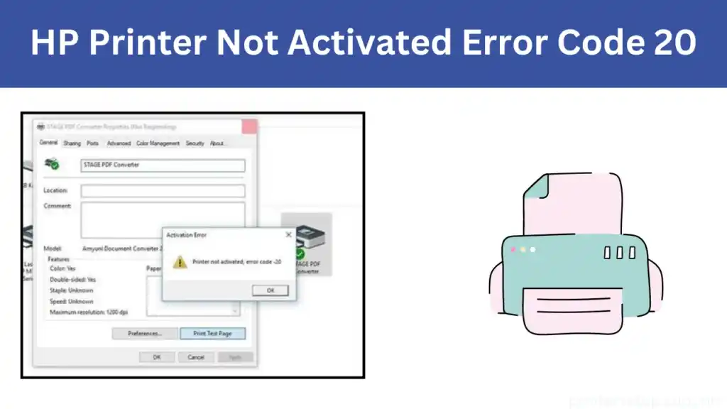 HP Printer Not Activated Error Code 20